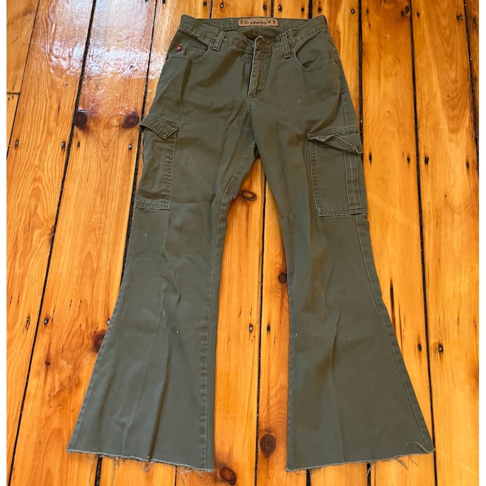 Vintage green wide leg flare jeans
